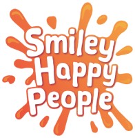 Business logo Orange splat with Smiley Happy People on it